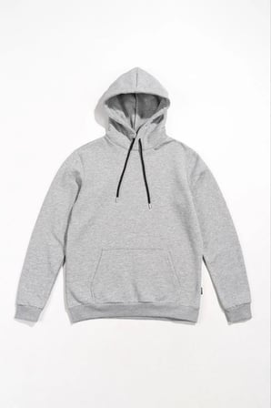 Kadın Kapüşonlu Kanguru Cepli  İplik Pamuklu Oversize Hoodie Sweatshirt -  Gri