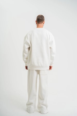 Erkek Uzun Kol Bisiklet Yaka  iplik Pamuklu Kışlık SweatShirt  - Beyaz