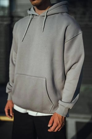 Erkek  İplik Penye Kapüşonlu Basic SweatShirt Hoodie - Boyalı Gri