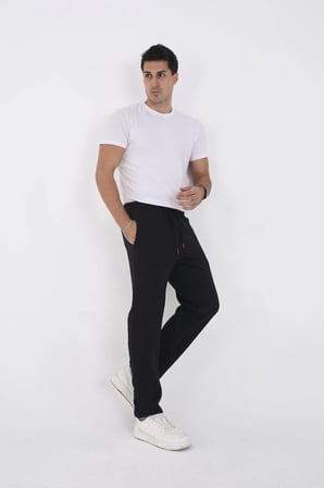 Erkek Üç İplik Basic Eşofman Pantolon - Siyah