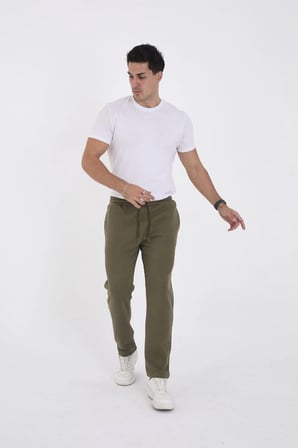 Erkek Üç İplik Basic Eşofman Pantolon - Haki