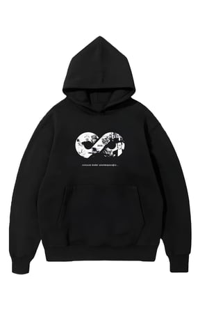 Erkek  Kasıma Özel  İplik Kapüşonlu Baskılı SweatShirt Hoodie - Siyah
