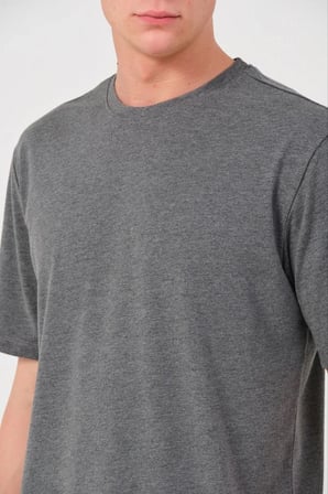 Erkek Düz Bisiklet Yaka Tişört Kısa Kol Yazlık T-Shirt - Antrasit