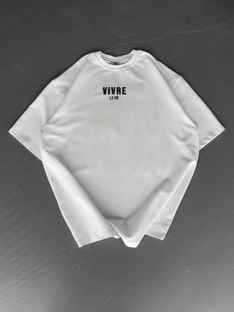 Erkek Ön ve Arka Baskılı T-Shirt Kısa Kol Bisiklet Yaka Regular Fit Tişört - Beyaz
