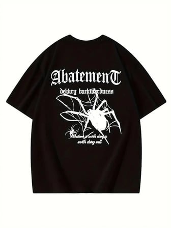 Kadın Tişört Örümcek Baskılı Bisiklet Yaka T-shirt - Siyah