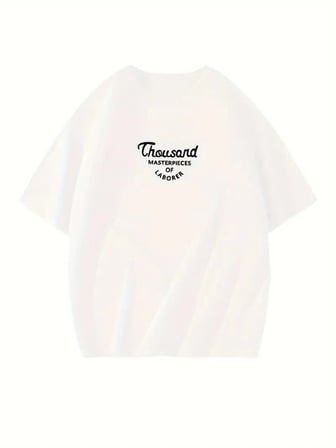 Kadın Baskılı Tişört Bisiklet yaka yazlık Kısa Kol oversize t-shirt - Beyaz