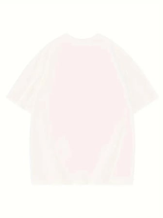 Kadın Baskılı Tişört Bisiklet yaka yazlık Kısa Kol oversize t-shirt - Beyaz