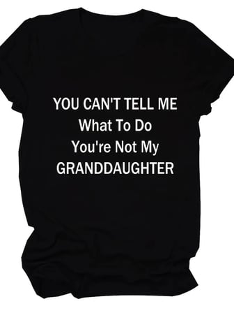 Kadın Baskılı Tişört Kısa Kol Bisiklet Yaka T-shirt - Siyah