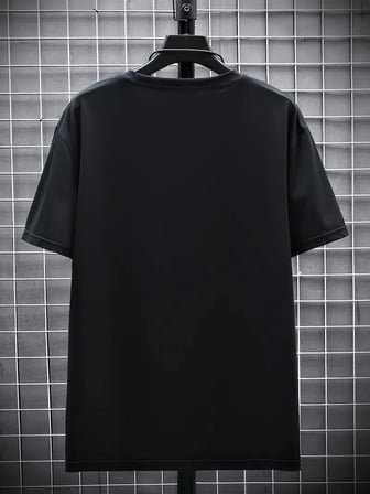 Erkek Tişört FUTRE Baskılı Kısa Kol Bisiklet Yaka T-shirt - Siyah
