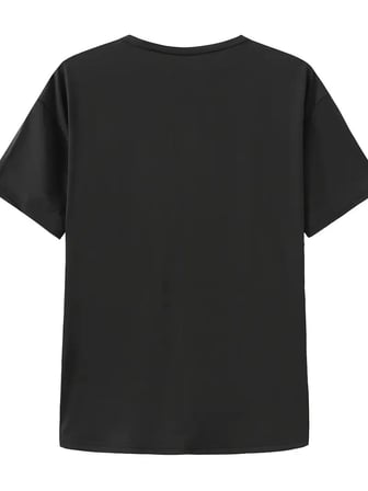 Kadın T-shirt Bisiklet Yaka Oversize Kısa Kollu Tişört - Siyah