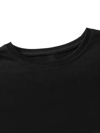 Kadın Tişört Bisiklet yaka kısa kol Eğlenceli Karikatür T-shirt - Siyah