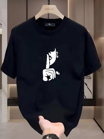 Kadın T-Shirt Bisiklet Yaka Kısa kol Baskılı Tişört - Siyah