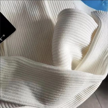 Kadın Boğazlı Triko Elbise Uzun Fitilli Esnek Dokuma Tam Kalıp Baharlık  cm - Beyaz
