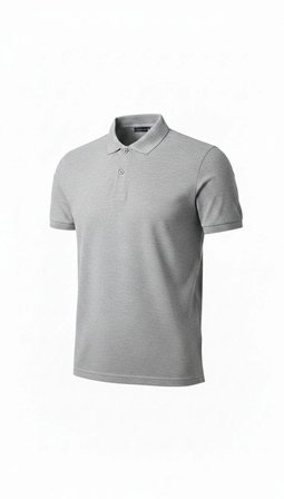 Erkek Polo Yaka Düğmeli Pike Kumaş Tişört Regular Fit Kısa Kol T-Shirt - Gri