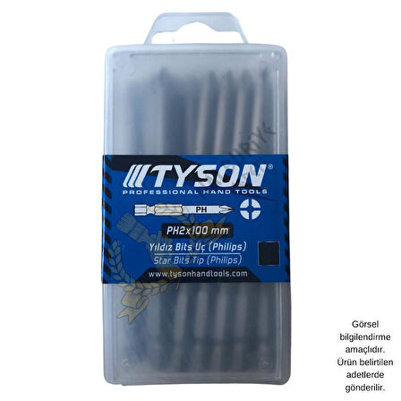 Kupa Tyson Vidalama Ucu Bits Uç - PH2 Yıldız - 10 cm. - 20 Adet