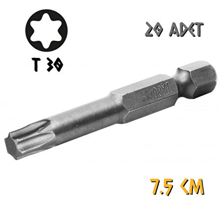 Kupa Tyson Vidalama Ucu Bits Uç - T30 Tork - 7.5 cm. - 20 Adet