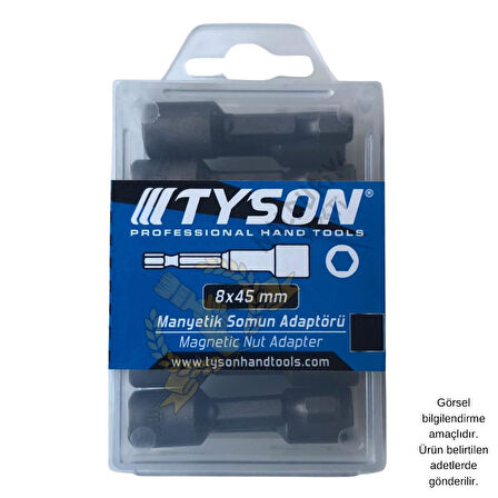 Kupa Tyson Manyetik Somun Sıkma Adaptörü - 8 mm. - 4.5 cm. - 12 Adet