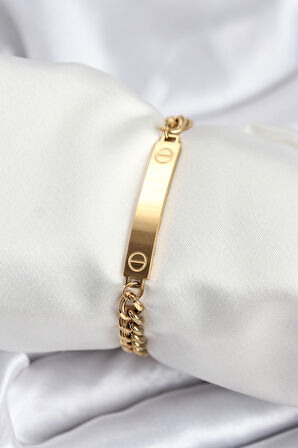 316L Çelik Gold Renk Yazı Yazmaya Uygun Kadın Bileklik - TJ-BB7918