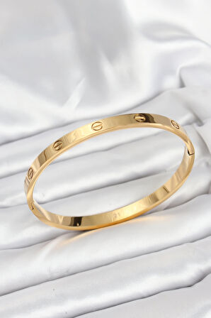 316L Çelik Gold Renk 65 mm Kadın Kelepçe Bileklik - TJ-BB7912