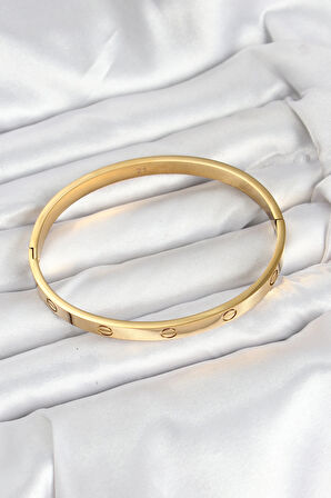 316L Çelik Gold Renk 65 mm Kadın Kelepçe Bileklik - TJ-BB7912