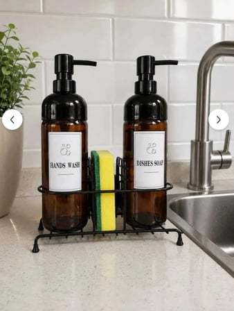 500 ml Metal Standlı Sıvı Sabunluk & Deterjanlık - Dayanıklı Cam Malzeme ile Şık Tasarım Büyük Boy