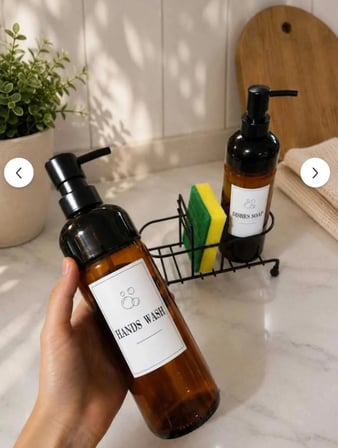500 ml Metal Standlı Sıvı Sabunluk & Deterjanlık - Dayanıklı Cam Malzeme ile Şık Tasarım Büyük Boy