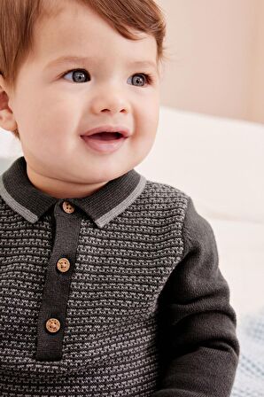 % 100 Pamuklu Charcoal Grey Triko Tulum