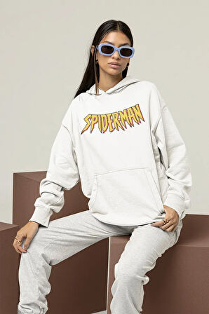 Spider-Man Yazılı Unisex Oversize Örümcek Adam Hoodie