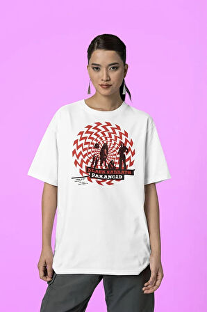 Paranoid Black Sabbath Müzik Grubu Baskılı Unisex Tişört, Oversize Rock Metal Tişört