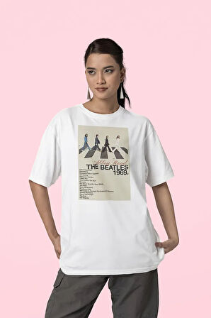 1969 Abbey Road The Beatles Baskılı Unisex Tişört, Oversize Müzik Grubu Tişört
