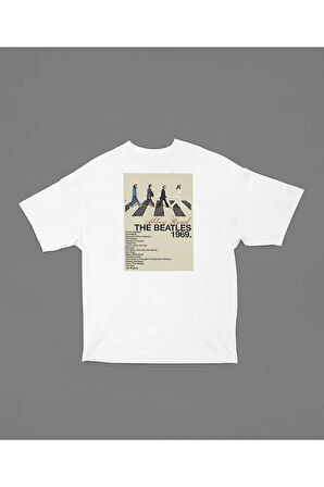 1969 Abbey Road The Beatles Baskılı Unisex Tişört, Oversize Müzik Grubu Tişört