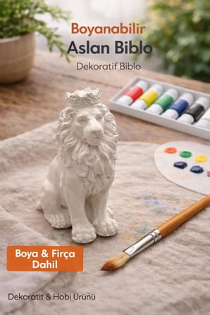 Boyanabilir Aslan Biblo – Boya ve F?rça Dahil – Dekoratif Hobi Objesi