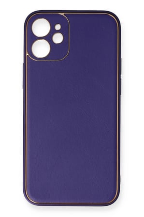 Iphone 12 Mini Kılıf Coco Deri Silikon Kapak - Mor
