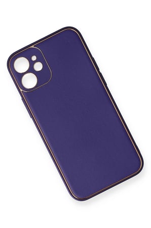 Iphone 12 Mini Kılıf Coco Deri Silikon Kapak - Mor