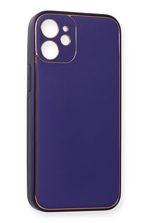 Iphone 12 Mini Kılıf Coco Deri Silikon Kapak - Mor