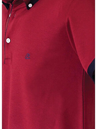POLOKOTON %100 Pamuk Bordo Polo Yaka Gömlek Yaka Detaylı Kısa Kollu Erkek T-Shirt – Nefes Alabilen Yazlık Şık Tasarım