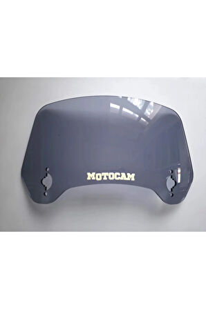 MOTOCAM Rüzgar Saptırıcı Deflektör Camı 3 Delikli 33x15cm Tırtıklı Füme Renkli   (APARATSIZDIR)