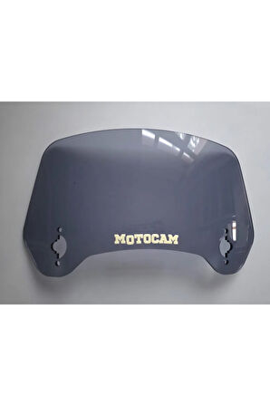 MOTOCAM Rüzgar Saptırıcı Deflektör Camı 3 Delikli 33x15cm Tırtıklı Füme Renkli   (APARATSIZDIR)