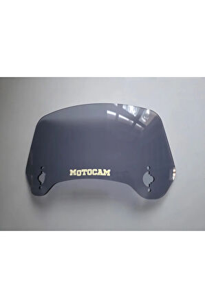 MOTOCAM Rüzgar Saptırıcı Deflektör Camı 3 Delikli 33x15cm Tırtıklı Füme Renkli   (APARATSIZDIR)
