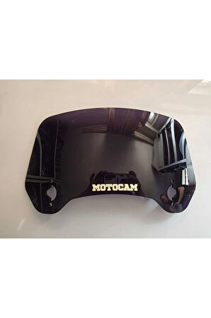MOTOCAM Rüzgar Saptırıcı Deflektör Camı 3 Delikli 33x15cm Tırtıklı Siyah Renkli   (APARATSIZDIR)