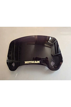 MOTOCAM Rüzgar Saptırıcı Deflektör Camı 3 Delikli 33x15cm Tırtıklı Siyah Renkli   (APARATSIZDIR)