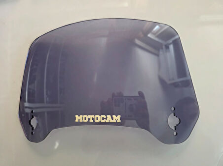MOTOCAM Rüzgar Saptırıcı Deflektör Camı 3 Delikli 35x18cm Tırtıklı Füme Renkli   (APARATSIZDIR)
