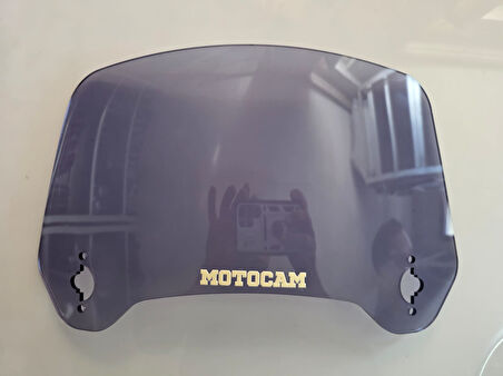 MOTOCAM Rüzgar Saptırıcı Deflektör Camı 3 Delikli 35x18cm Tırtıklı Füme Renkli   (APARATSIZDIR)