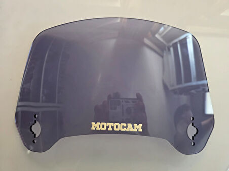 MOTOCAM Rüzgar Saptırıcı Deflektör Camı 3 Delikli 35x18cm Tırtıklı Füme Renkli   (APARATSIZDIR)