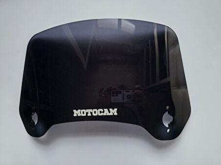 MOTOCAM Rüzgar Saptırıcı Deflektör Camı 3 Delikli 35x18cm Tırtıklı Siyah Renkli   (APARATSIZDIR)