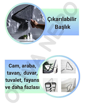 2 Bezli Üçgen Mop Temizlik Seti Pratik Paspas Mop Seti