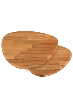 Fawdecor Naturel Masif Doğal Tekli, 2'li, 3'lü Zigon Sehpa Set, Modern Masif Yan Sehpa 2'li