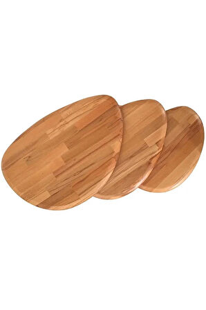 Fawdecor Naturel Masif Doğal Tekli, 2'li, 3'lü Zigon Sehpa Set, Modern Masif Yan Sehpa 3'lü