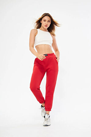Lesa Wear Yüksel Bel Jogger Şardonlu Eşofman Altı Paçası Lastikli