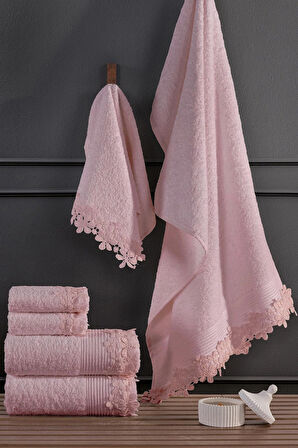 Rosa 6 Adet Güpürlü Dantelli Havlu Seti | Çeyiz Havlusu | Mutfak Havlusu | Banyo El Yüz Havlusu